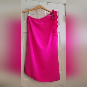 SHEIN Vibrant Pink Midi Skirt with Ruffle